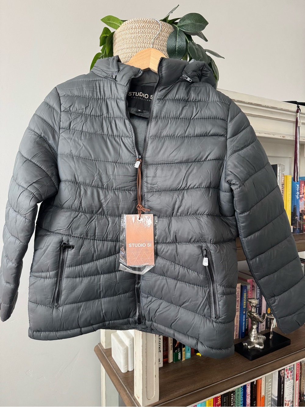 Studio SI Kids' Lightweight Hooded Puffer Jacket - Gray